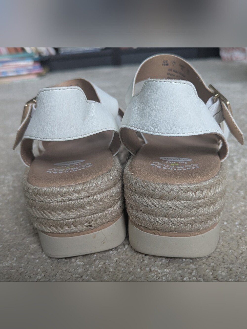 Dr. Scholl's White Triple-Strap Espadrille Platform Sandals - Sz 10 - Picture 8 of 9